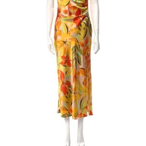House of Harlow 1960 Floral Midi Dress - Yellow and Orange